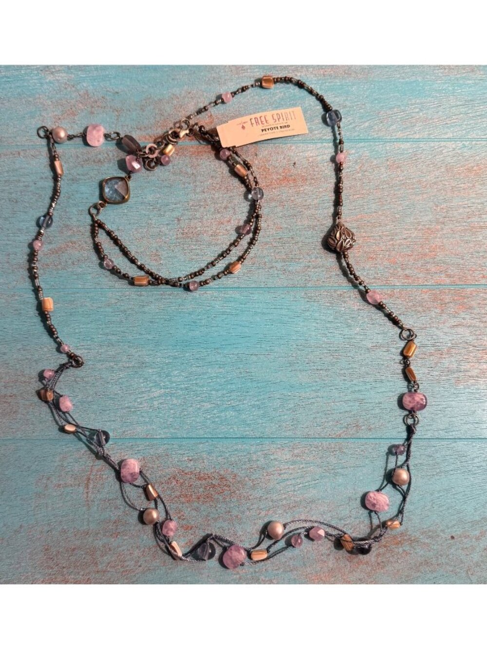NWT Silpada Peyote Bird Free Spirit Sterling Silver Amethyst Pearl Long Necklace